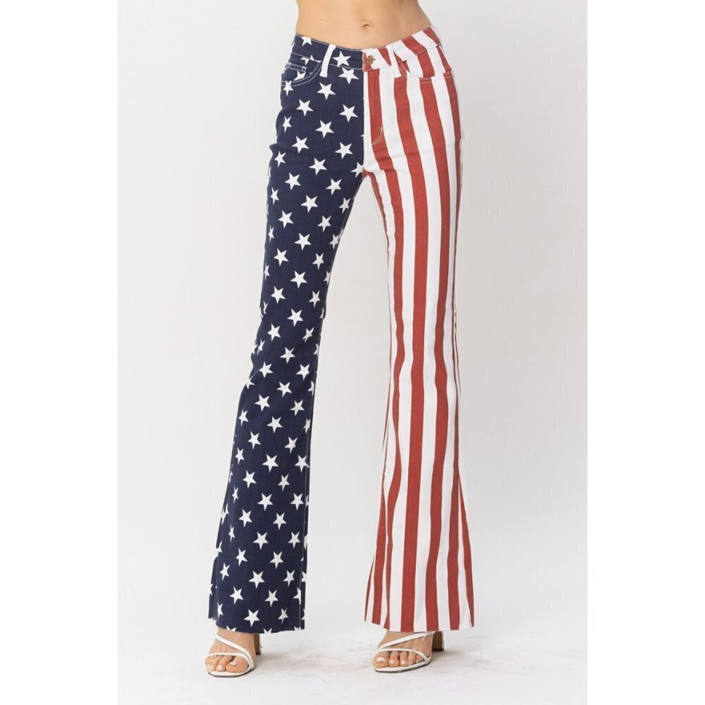 Judy Blue Americana Flag Flare Jeans - Picture 4 of 8
